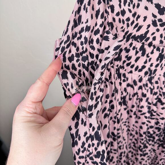 Stillwater Memz Pebbles Pink Cheetah Leopard Print Tiered Leg Slit Maxi Dress XS - Picture 6 of 13